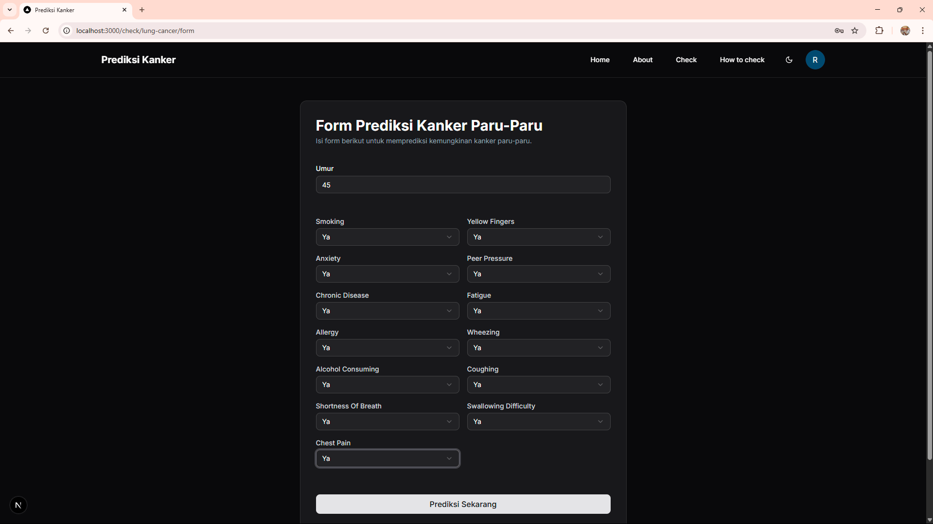 Masukkan Gejala Anda Di Form
